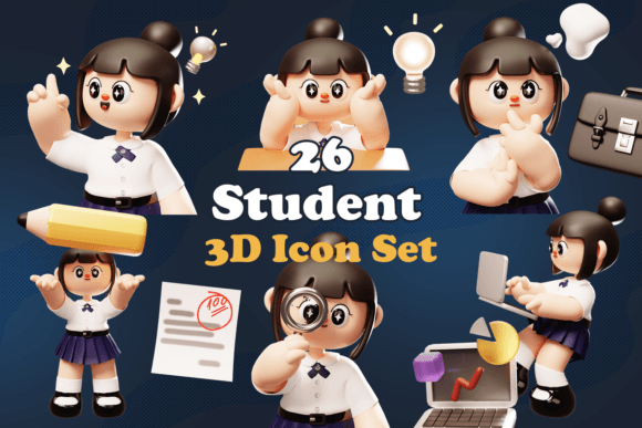 3D Cute Student and Back to School Items: A Modern Asset for Creative Professionals