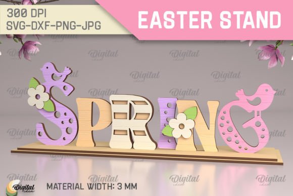 3D Easter Stand Laser Cut. Spring SVG