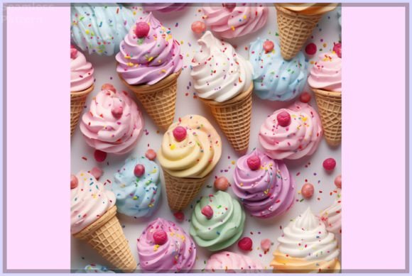 3D Ice Cream Seamless Pattern Ideas