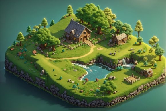 3D Isometric View of Nature Environment: A Modern Design Perspective