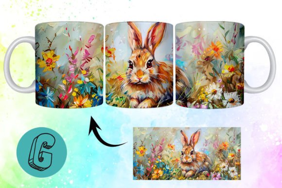 3D Oil Paint Easter Bunny Mug Wrap 12: Elevating Personalized Gifts and DIY Decor