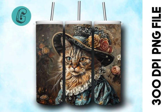 3D Oil Paint Elegant Cat Tumbler Wrap 28: A Creative Digital Asset for DIY Enthusiasts