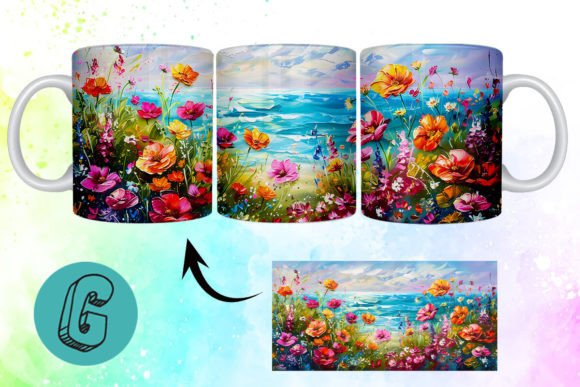 3D Oil Paint Floral Garden Mug Wrap 13