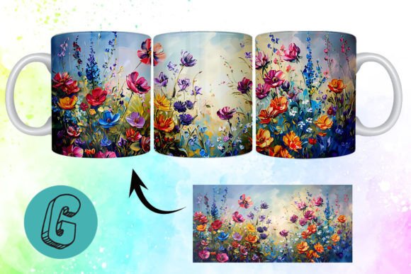3D Oil Paint Floral Garden Mug Wrap 14