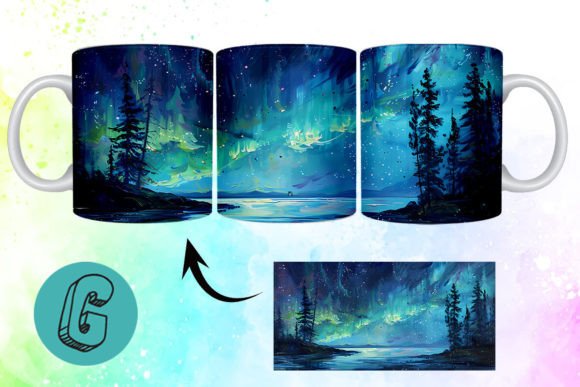 3D Oil Paint Northern Lights Mug Wrap 18