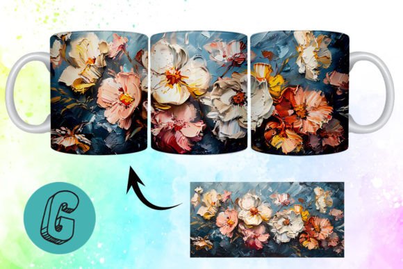 3D Oil Paint Pretty Flowers Mug Wrap 09: A Versatile Digital Asset for Creative Projects