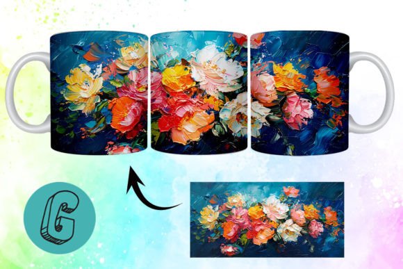 3D Oil Paint Pretty Flowers Mug Wrap 19: A Versatile Digital Asset for Creative Projects