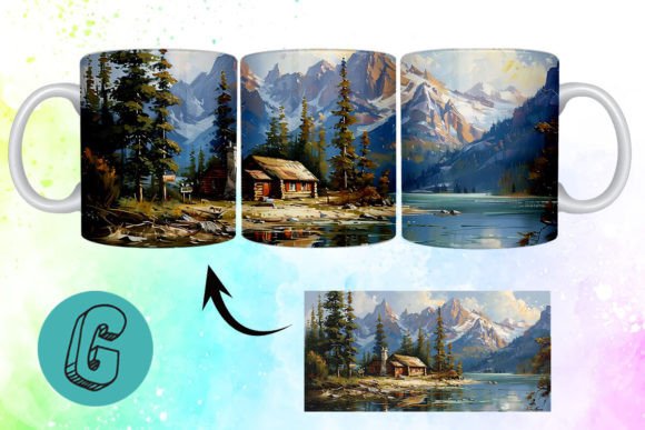 3D Oil Paint Vintage Sence Mug Wrap 07: A Creative Asset for DIY Enthusiasts