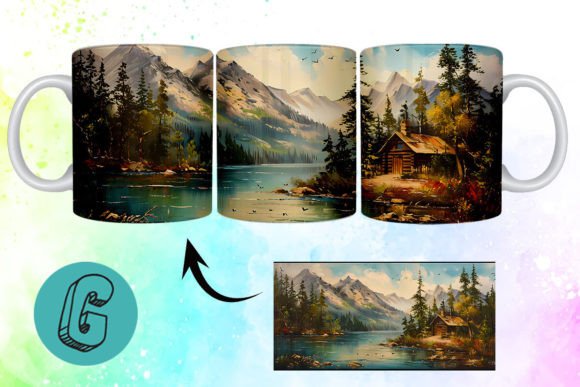 3D Oil Paint Vintage Sence Mug Wrap 08