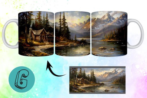 3D Oil Paint Vintage Sence Mug Wrap 11
