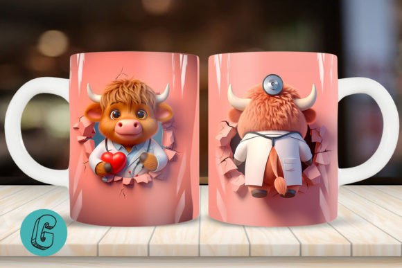 3D V-day Doctor Highland Cow Mug Wrap 14: A Strategic Asset for Creative Operations
