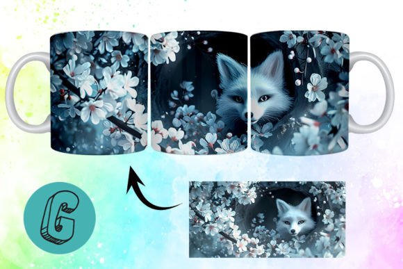 3D Valentine Fox Floral Mug Wrap 05: Elevate Your Designs