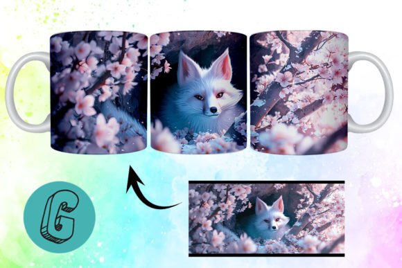3D Valentine Fox Floral Mug Wrap 18