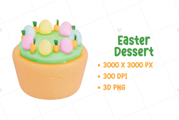 Easter Holiday Dessert 3D PNG: Elevate Your Spring Creations with Carrot and Easter Egg Mini Cakes