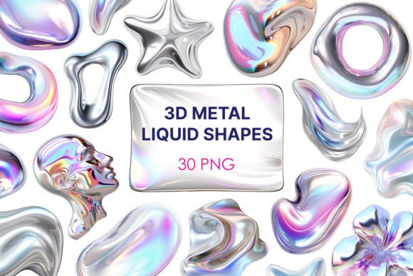 Elevating Digital Design with 3D Metal Liquid Shapes - PNG Clipart
