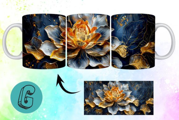 Evaluating the 3D Oil Paint Gold Flower Mug Wrap 06 for Custom DIY Projects
