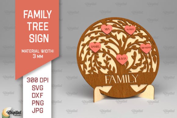 Family Tree Sign. 3D Laser Cut SVG