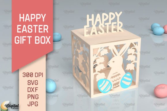 Happy Easter Gift Box SVG. 3D Box Paper: Integrating Digital Assets into Your Creative Workflow