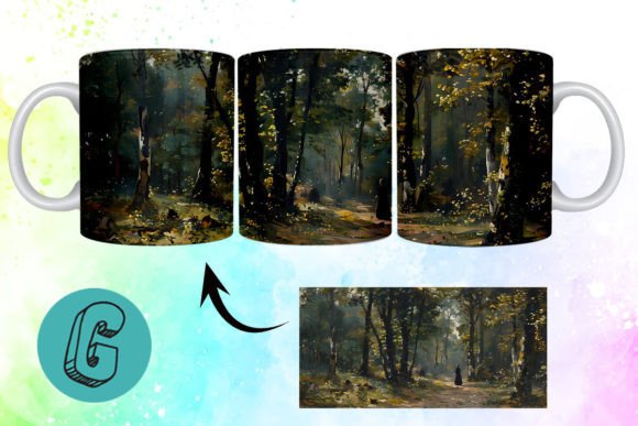 Transforming Your Space with 3D Oil Paint Forest Garden Mug Wrap 01