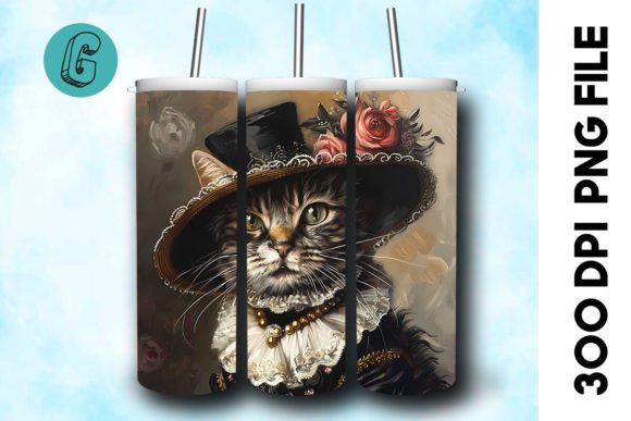 Unleash Your Creativity with the 3D Oil Paint Elegant Cat Tumbler Wrap 27