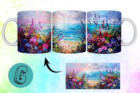 Unlocking Creativity with the 3D Oil Paint Floral Garden Mug Wrap 09 Digital Download