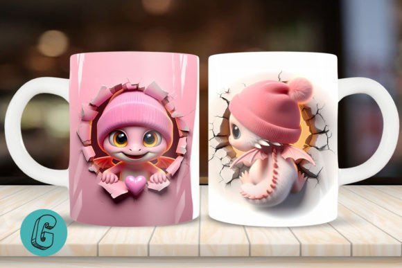 Valentine Dragon 3D Mug Wrap 2 Side 05