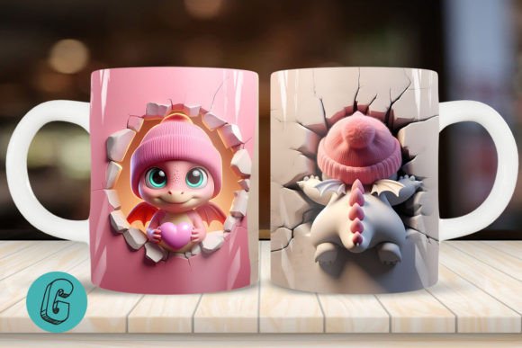 Valentine Dragon 3D Mug Wrap 2 Side 11