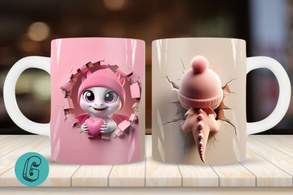 Valentine Dragon 3D Mug Wrap 2 Side 19