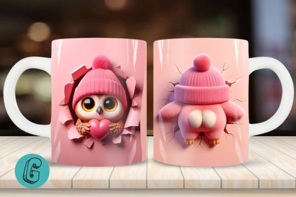 Valentine Owl 3D Mug Wrap 2 Side 03
